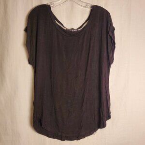 Elite Collection Black Short Slv Curved Bottom Womens Sz XL Blouse